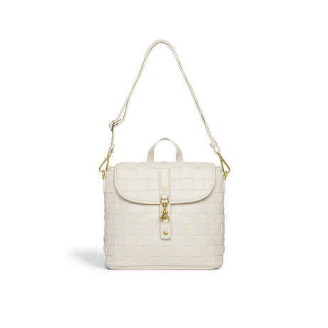 White Handwoven Mini Backpack | Vegan Leather-6