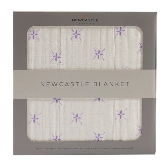 Lavender Flower and White Bamboo Muslin Newcastle Blanket Newcastle Classics