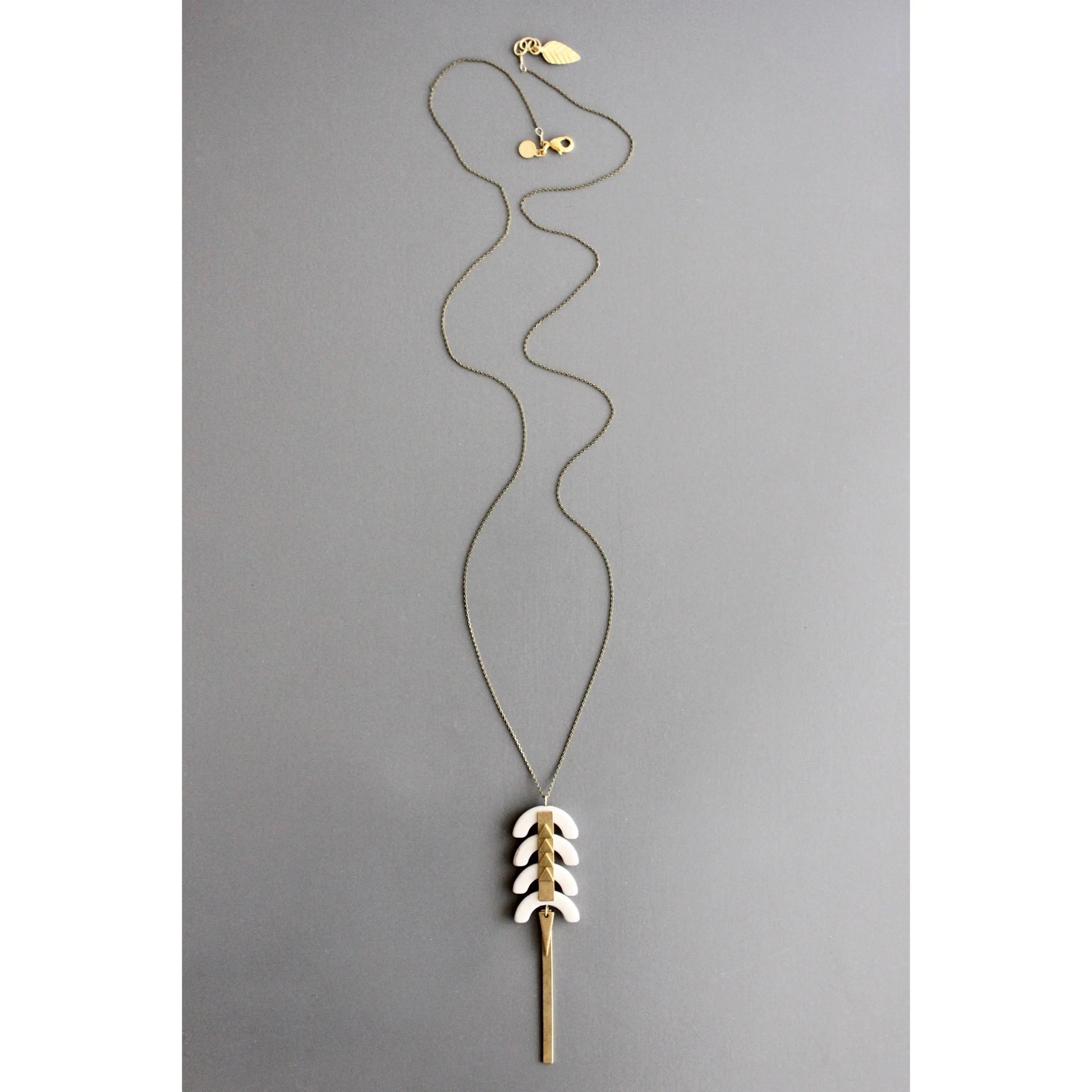 Long Necklace | Geometric Magnesite + Brass David Aubrey Jewelry