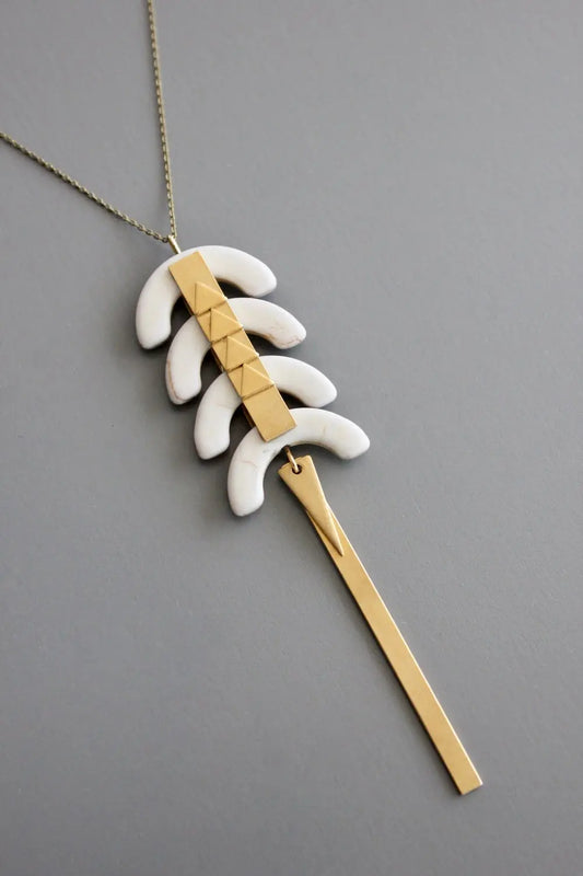 Long Necklace | Geometric Magnesite + Brass David Aubrey Jewelry