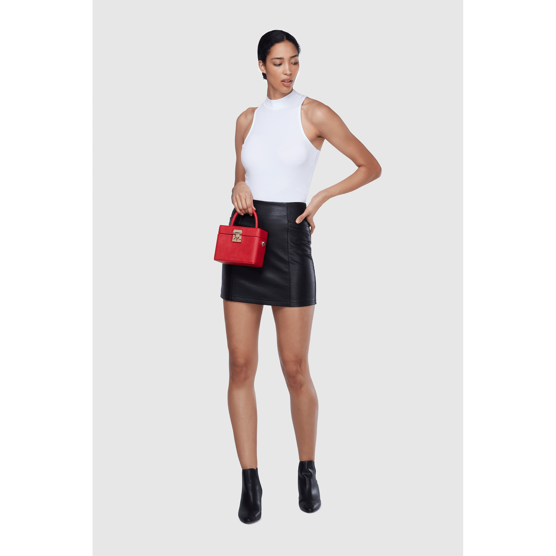 Red Small Box Bag | Vegan Leather-1
