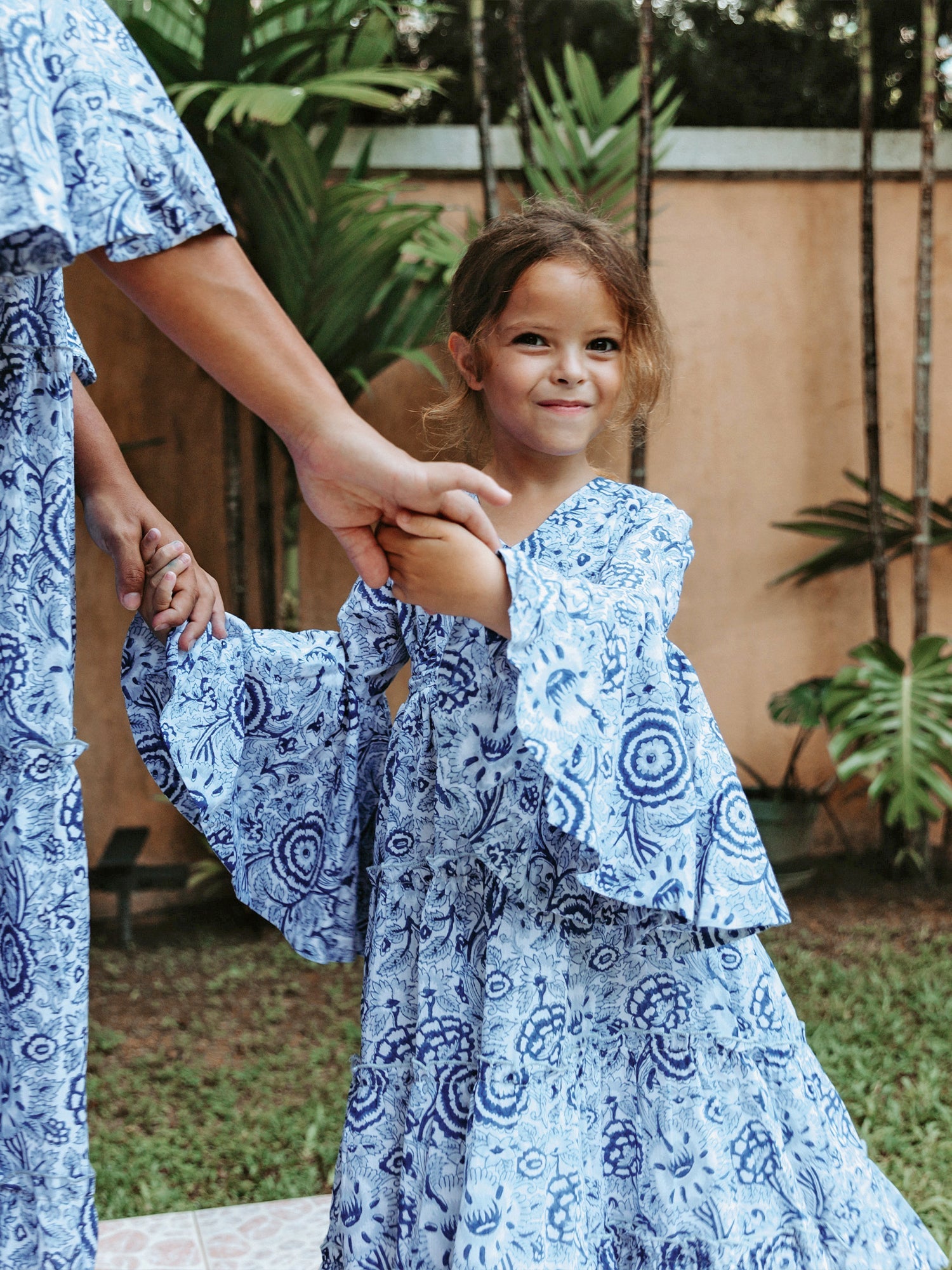 Twinning Set - Block Printed Dress - Blue Floral-5