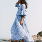 Twinning Set - Block Printed Dress - Blue Floral-2