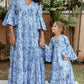 Twinning Set - Block Printed Dress - Blue Floral-0