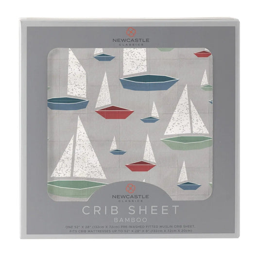 Marina Sailboats Bamboo Muslin Crib Sheet Newcastle Classics