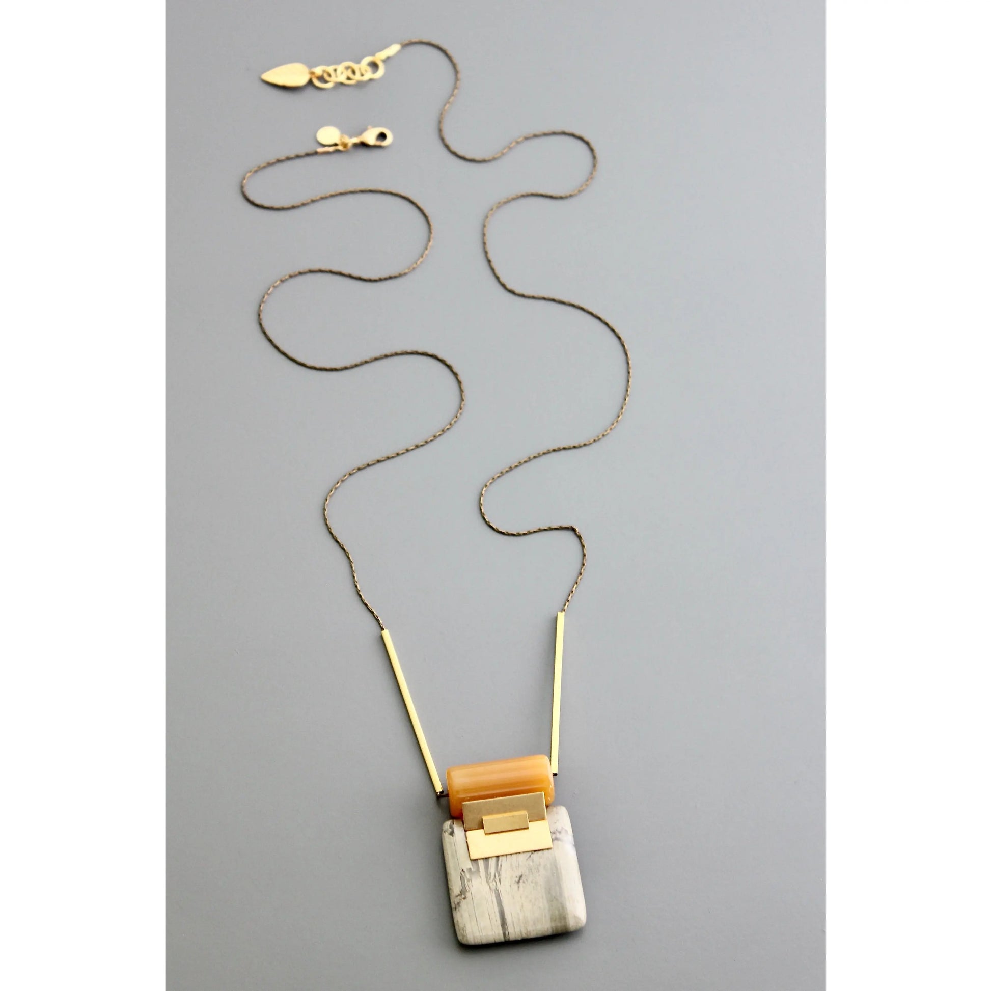 Pendant Necklace | Geometric Agate + Jasper David Aubrey Jewelry