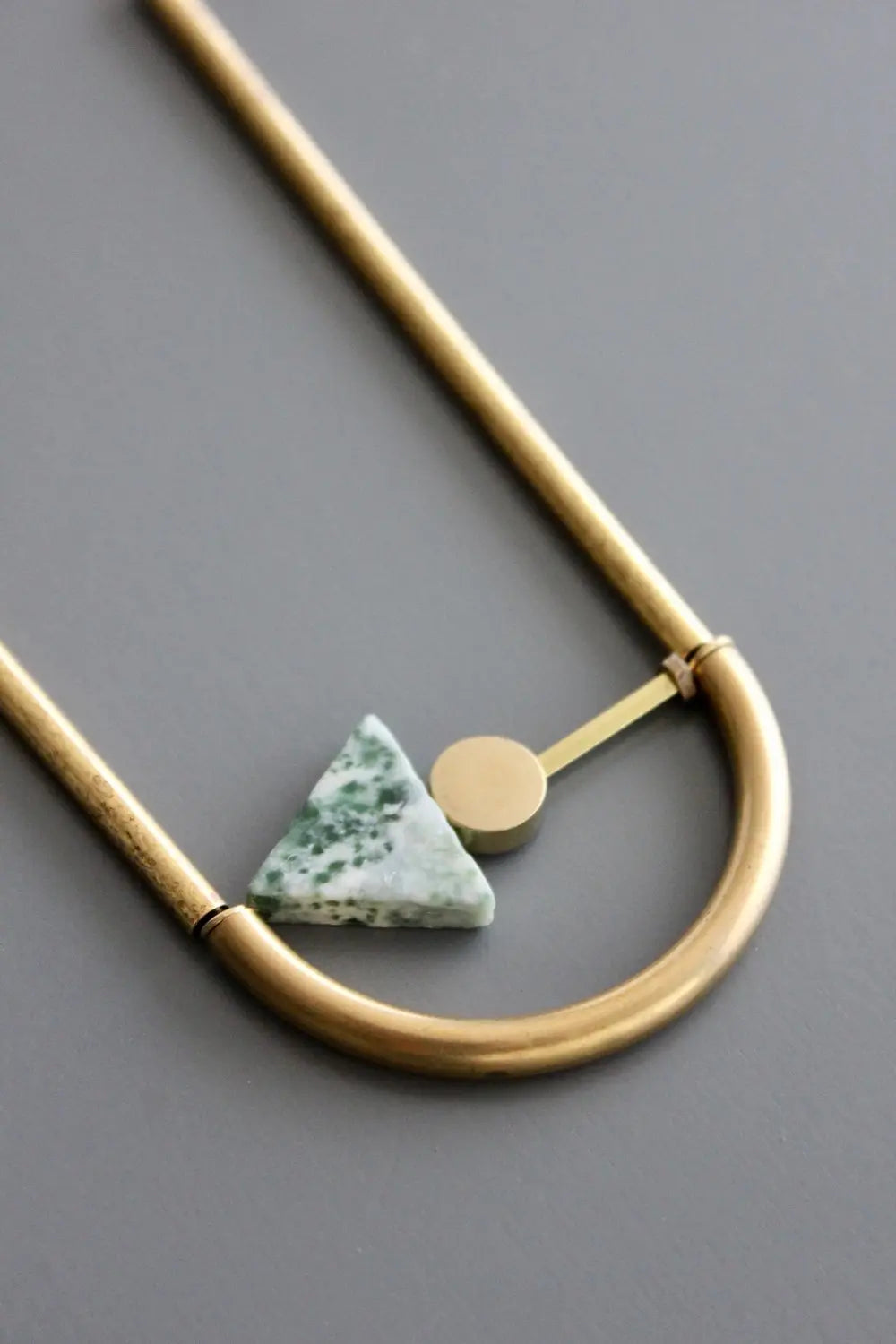 Pendant Necklace | Geometric Green Spotted Stone David Aubrey Jewelry