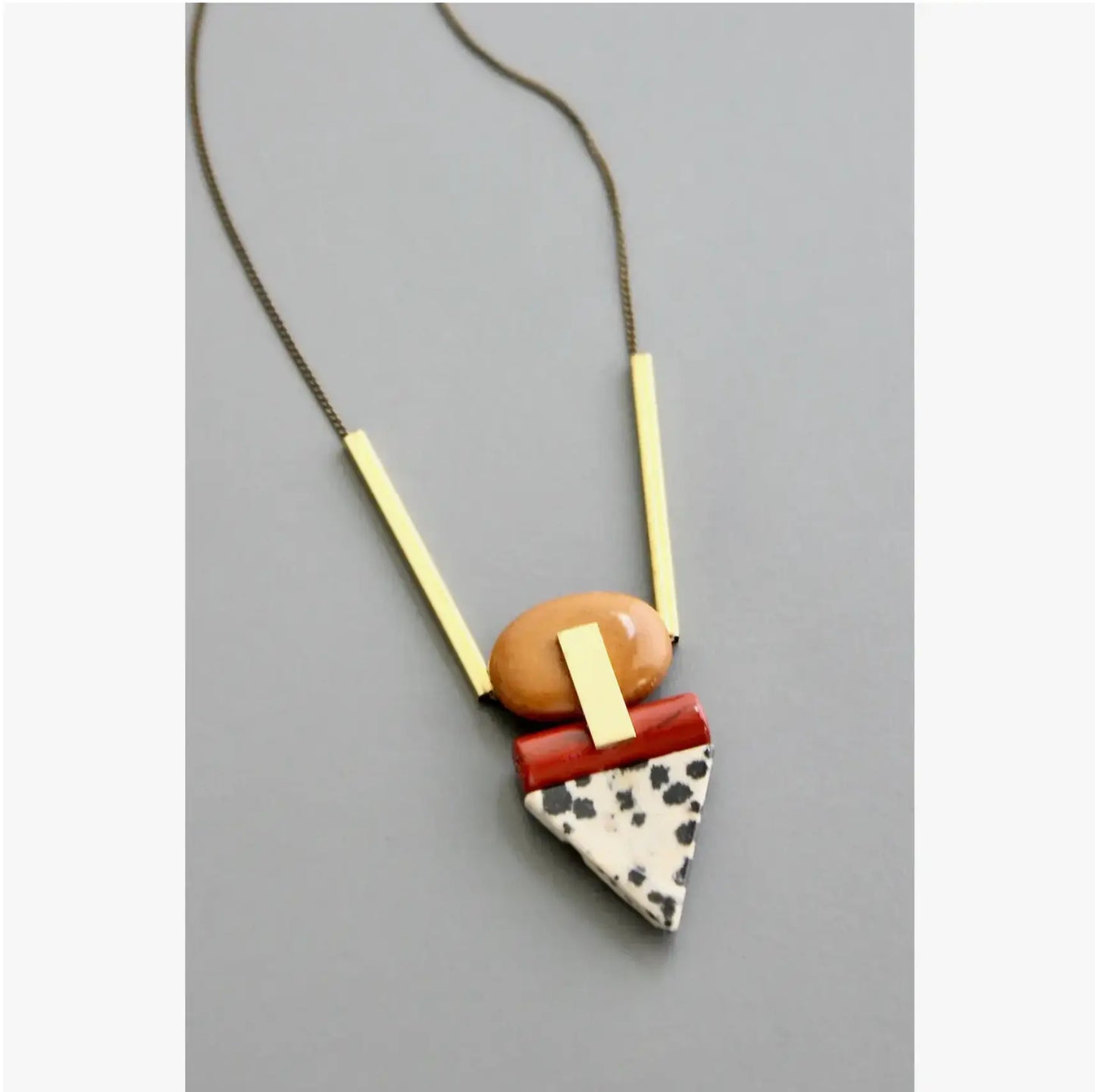 Pendant Necklace | Geometric Jasper + Dalmatian David Aubrey Jewelry