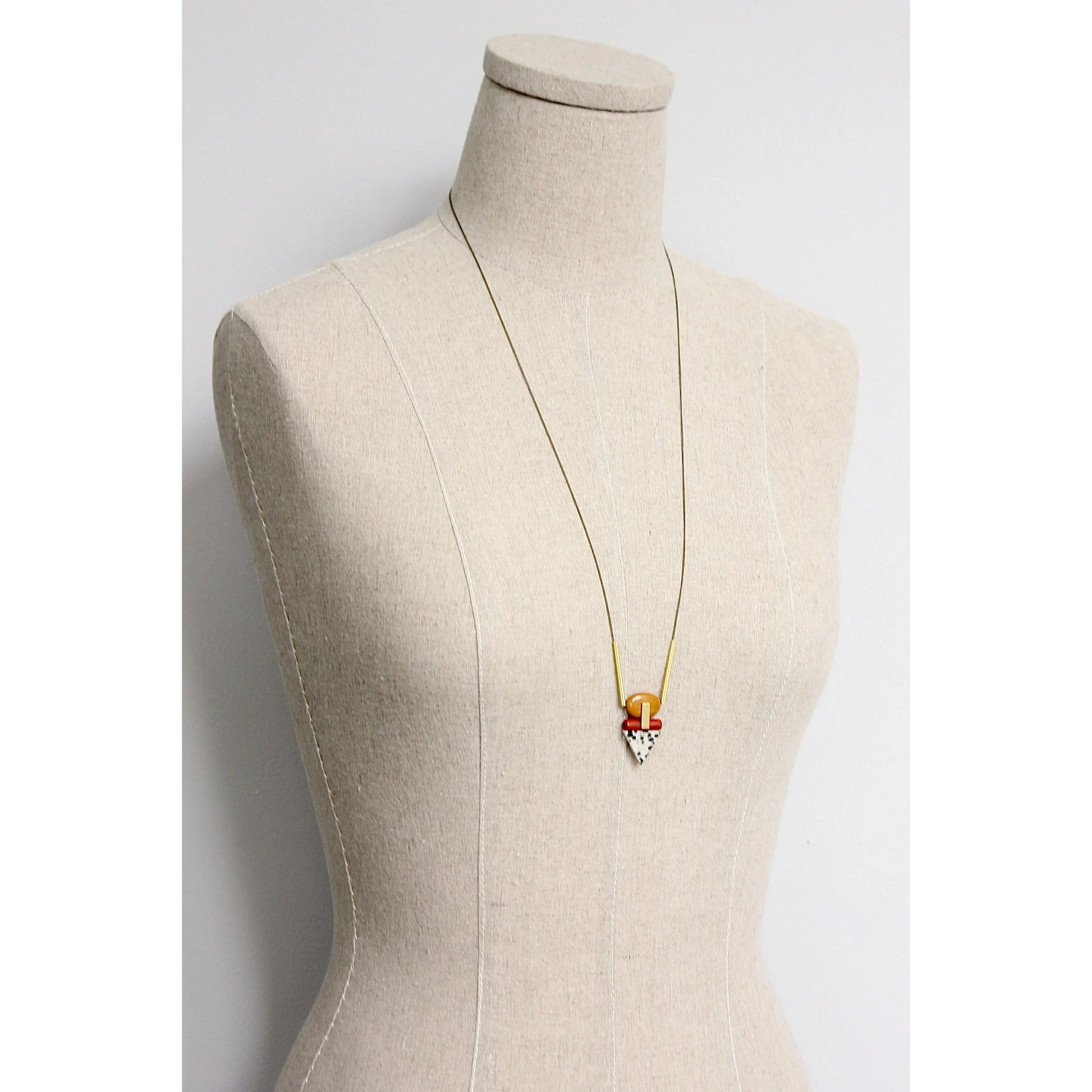 Pendant Necklace | Geometric Jasper + Dalmatian David Aubrey Jewelry
