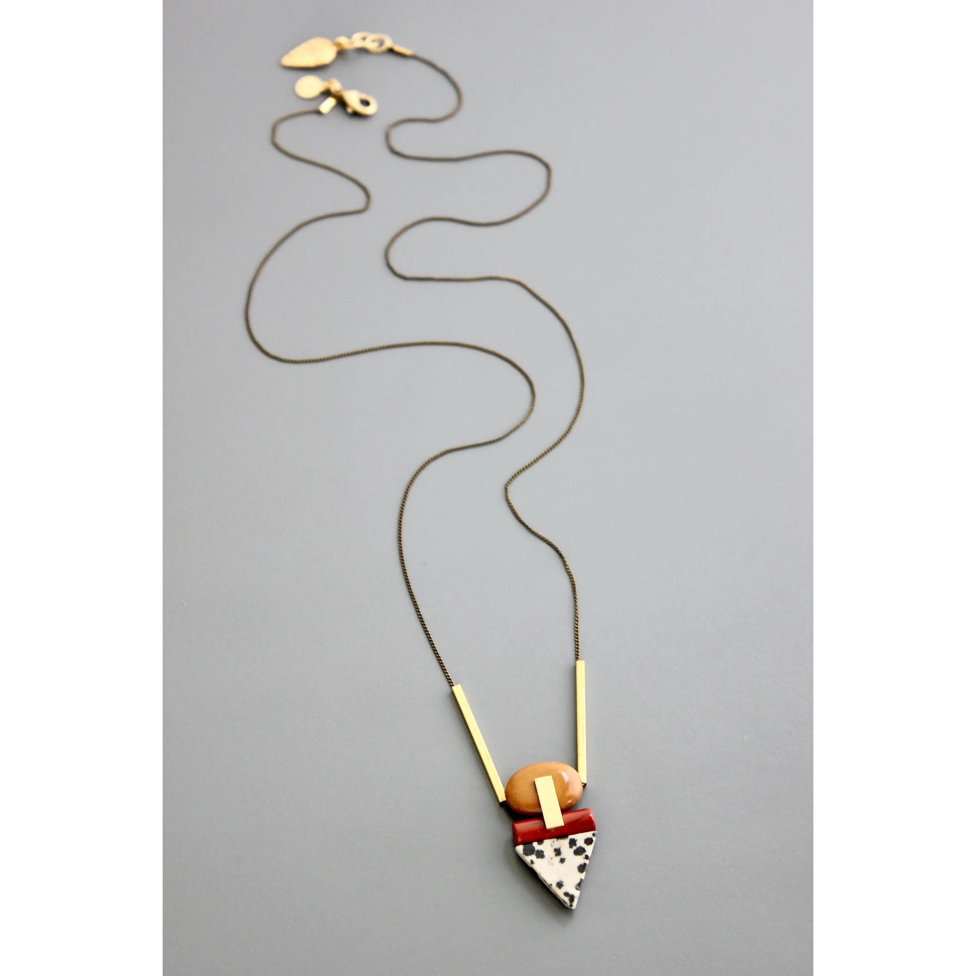 Pendant Necklace | Geometric Jasper + Dalmatian David Aubrey Jewelry