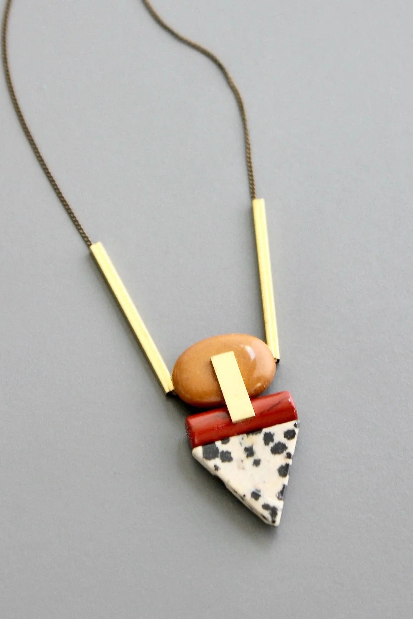 Pendant Necklace | Geometric Jasper + Dalmatian David Aubrey Jewelry