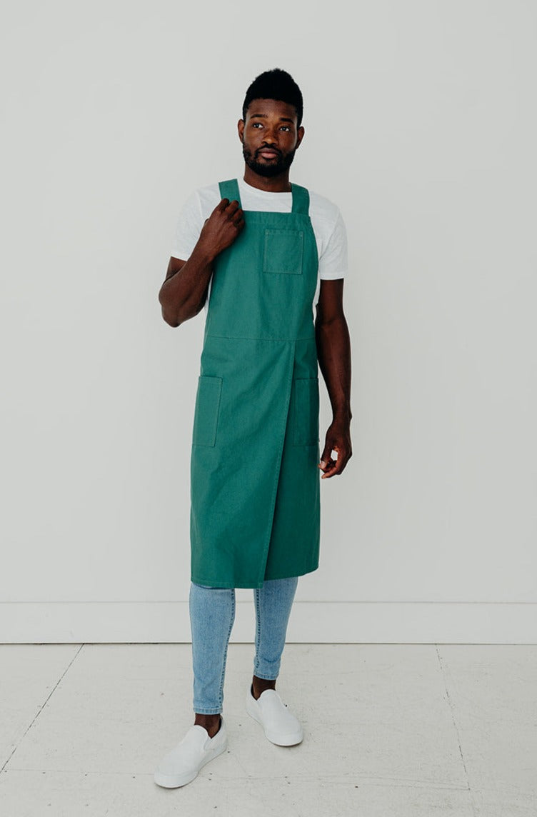 Split Leg Smock Apron Cross Back | Eco Friendly Textiles-8