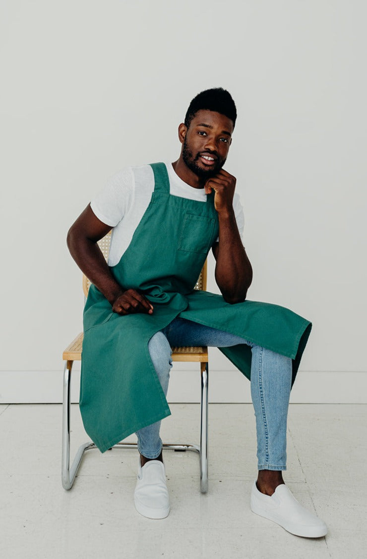 Split Leg Smock Apron Cross Back | Eco Friendly Textiles-5