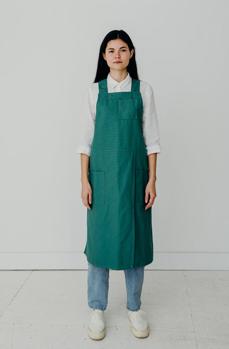 Split Leg Smock Apron Cross Back | Eco Friendly Textiles-6