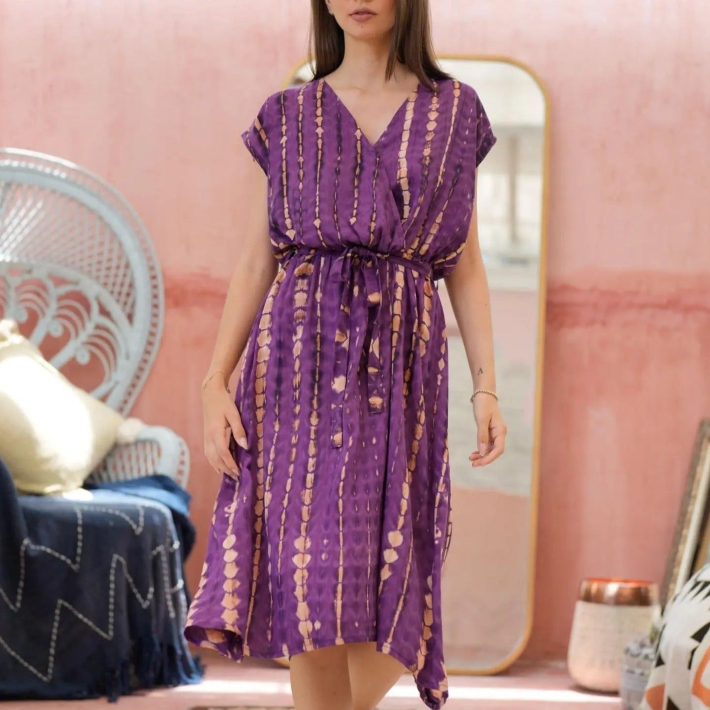 Purple Berry Tie-Dye Dress  | Handmade in Bali Pink Haley