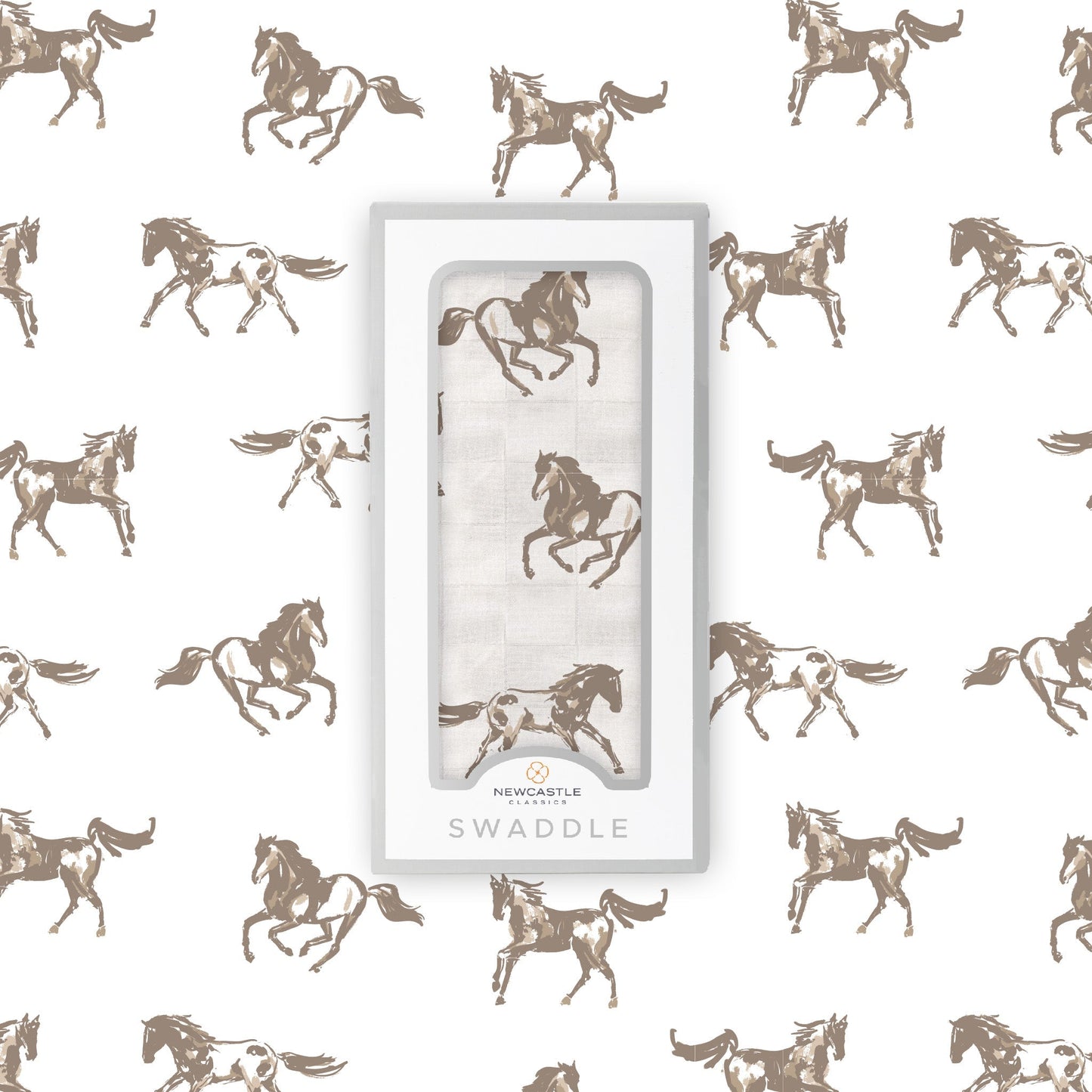 Baby Swaddle | Bamboo Muslin - Galloping Horses -5