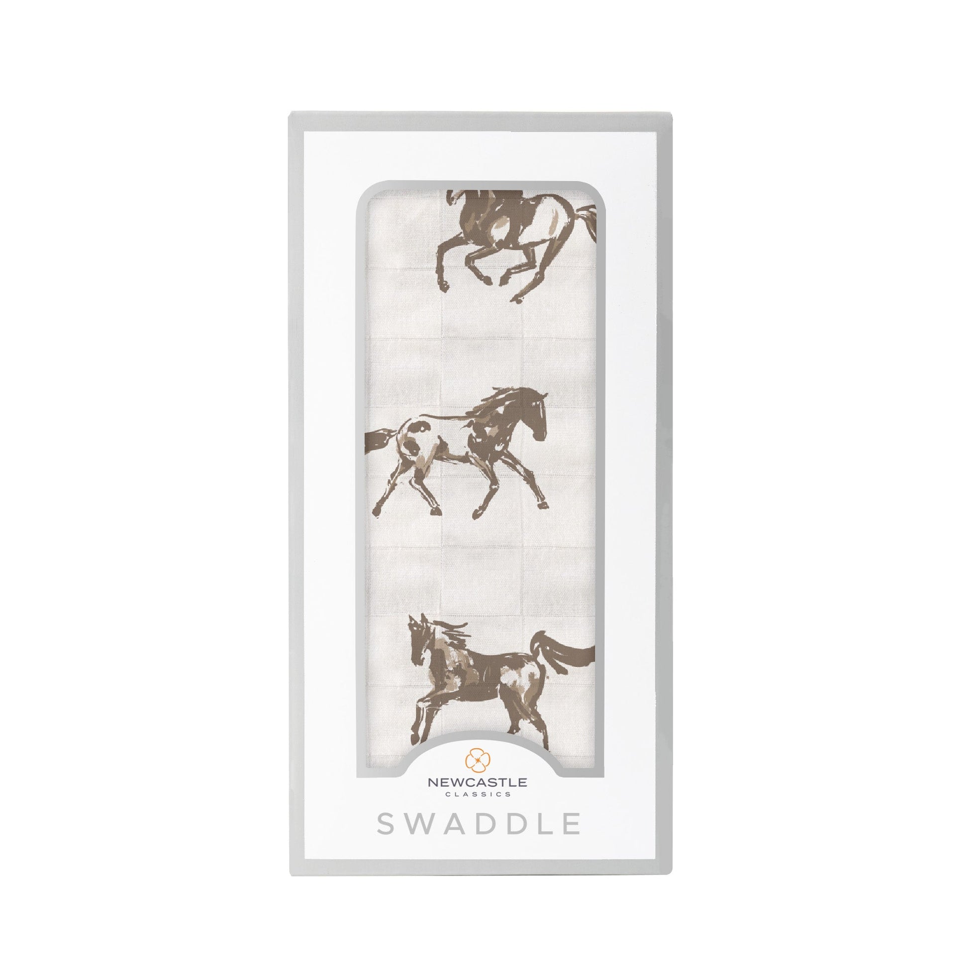 Baby Swaddle | Bamboo Muslin - Galloping Horses -0