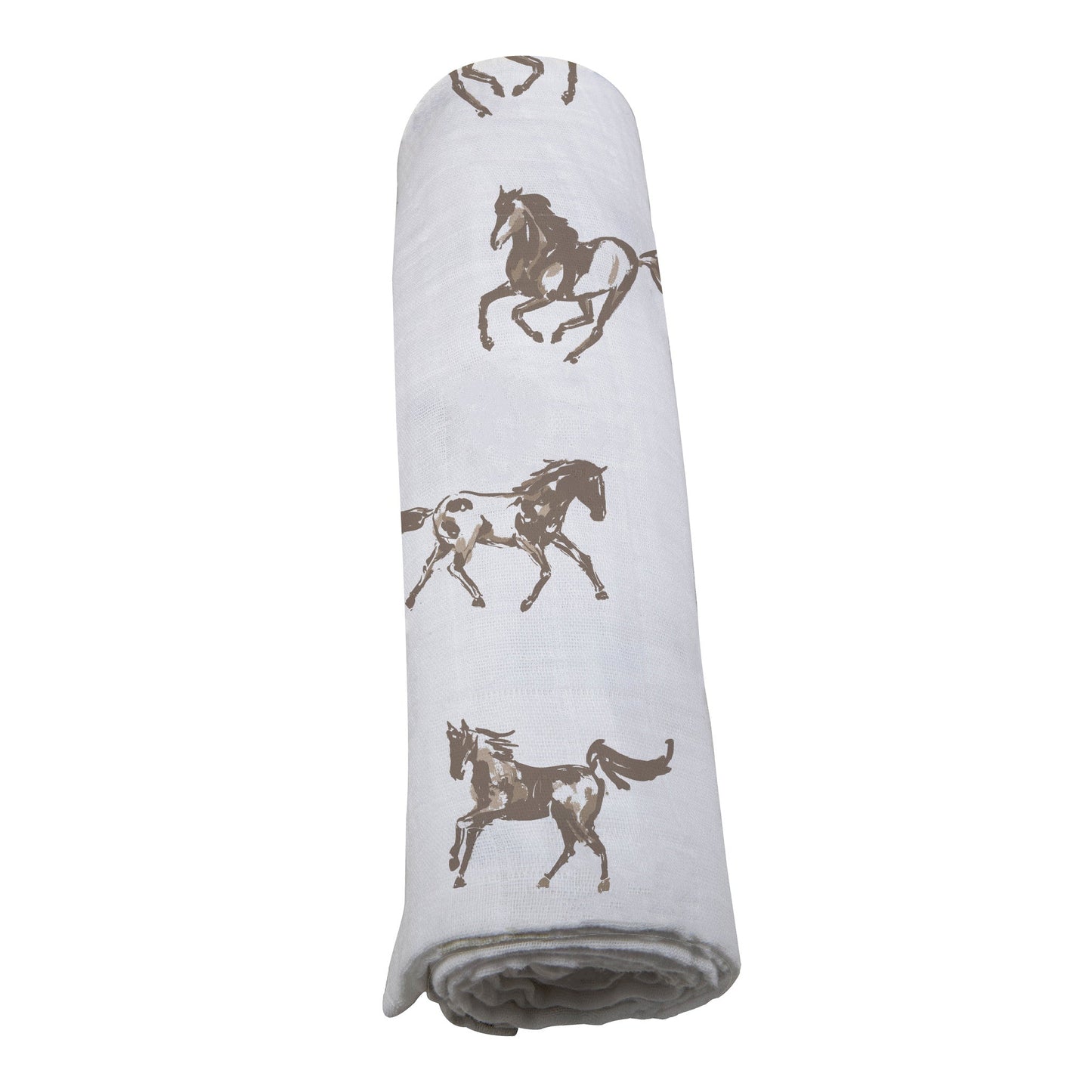 Baby Swaddle | Bamboo Muslin - Galloping Horses -4