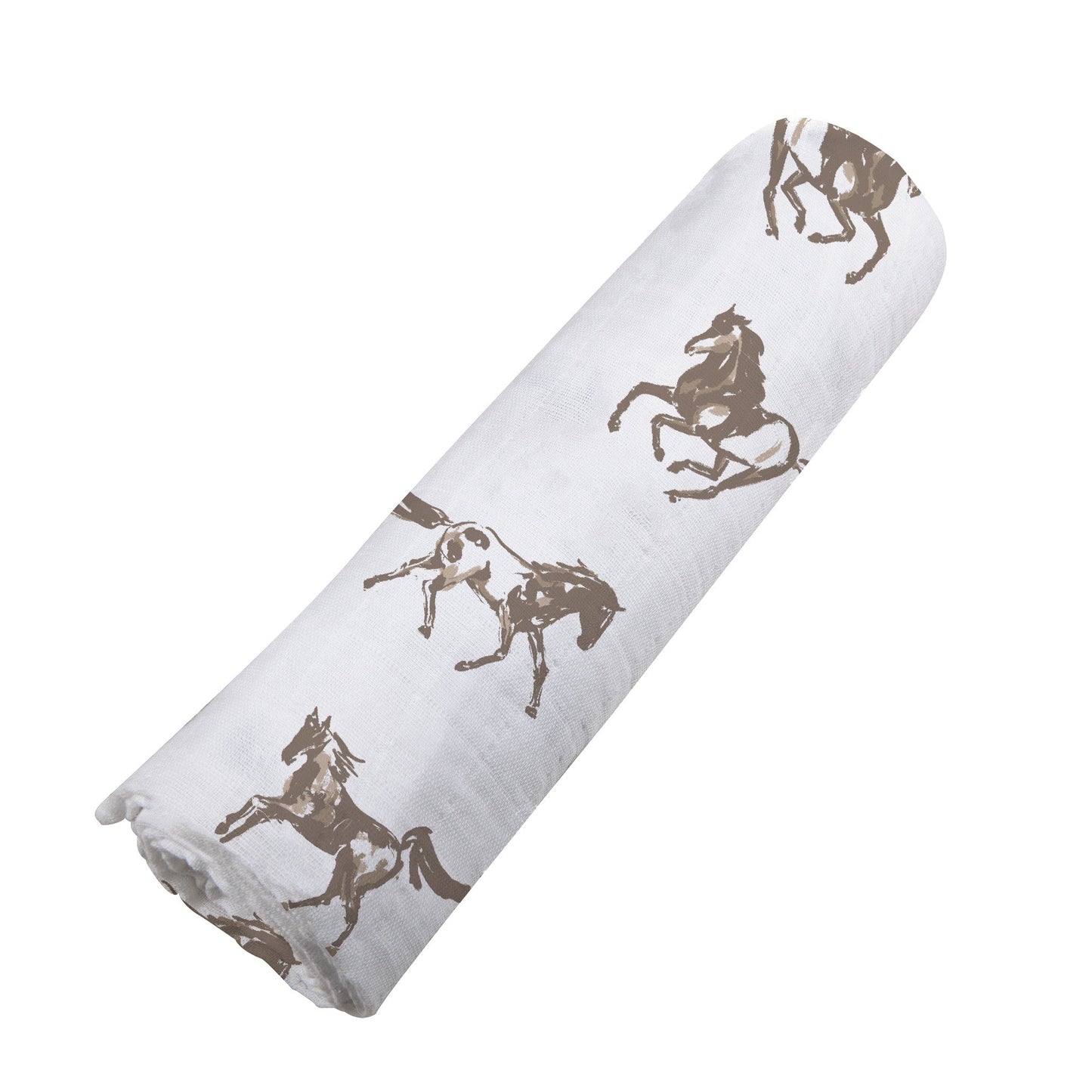 Baby Swaddle | Bamboo Muslin - Galloping Horses -3