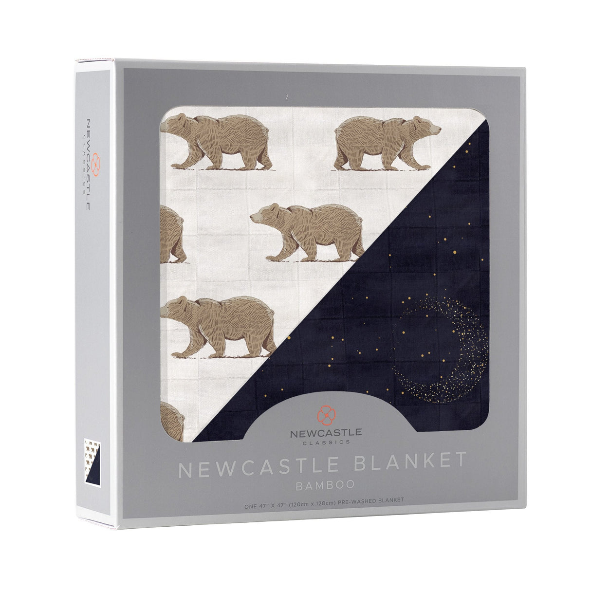 Goodnight Bear and Midnight Moon Bamboo Muslin Newcastle Blanket-1