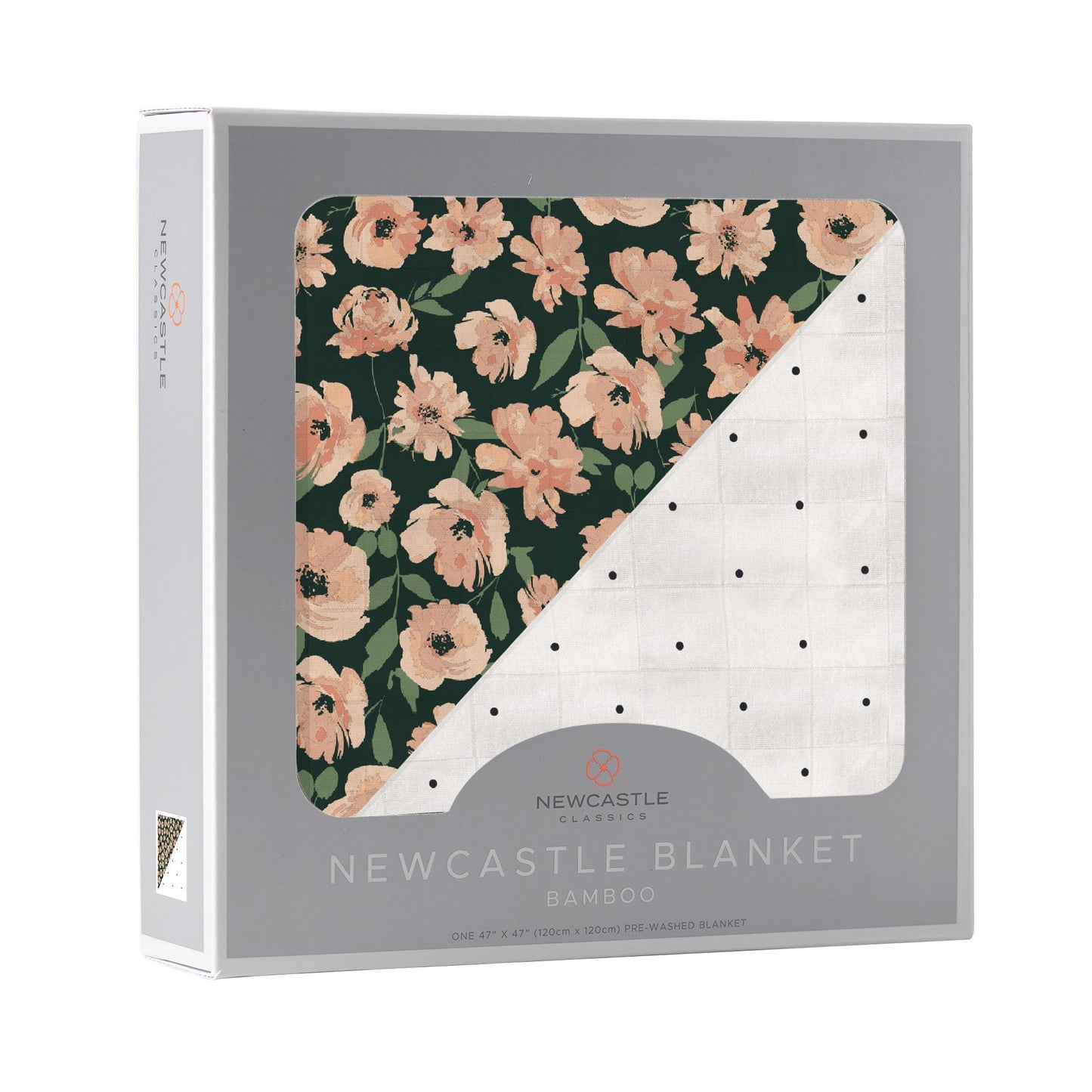 Hooded Towel & Washcloth Set | Bamboo Muslin -  Canyon Sunset Flowers & White Polka Dot -1