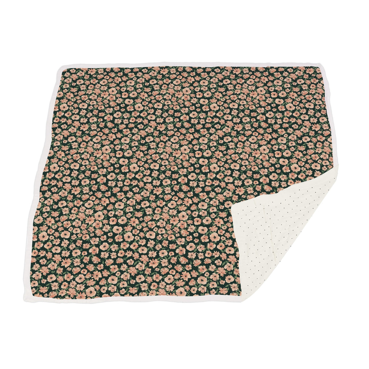 Hooded Towel & Washcloth Set | Bamboo Muslin -  Canyon Sunset Flowers & White Polka Dot -3