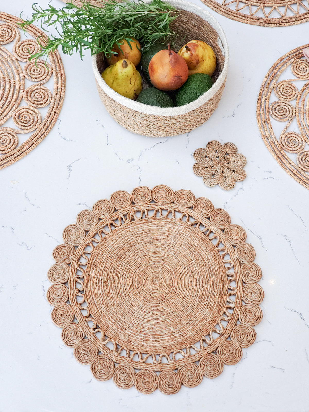 14" Placemat (Set of 2) | Jute Flower -2