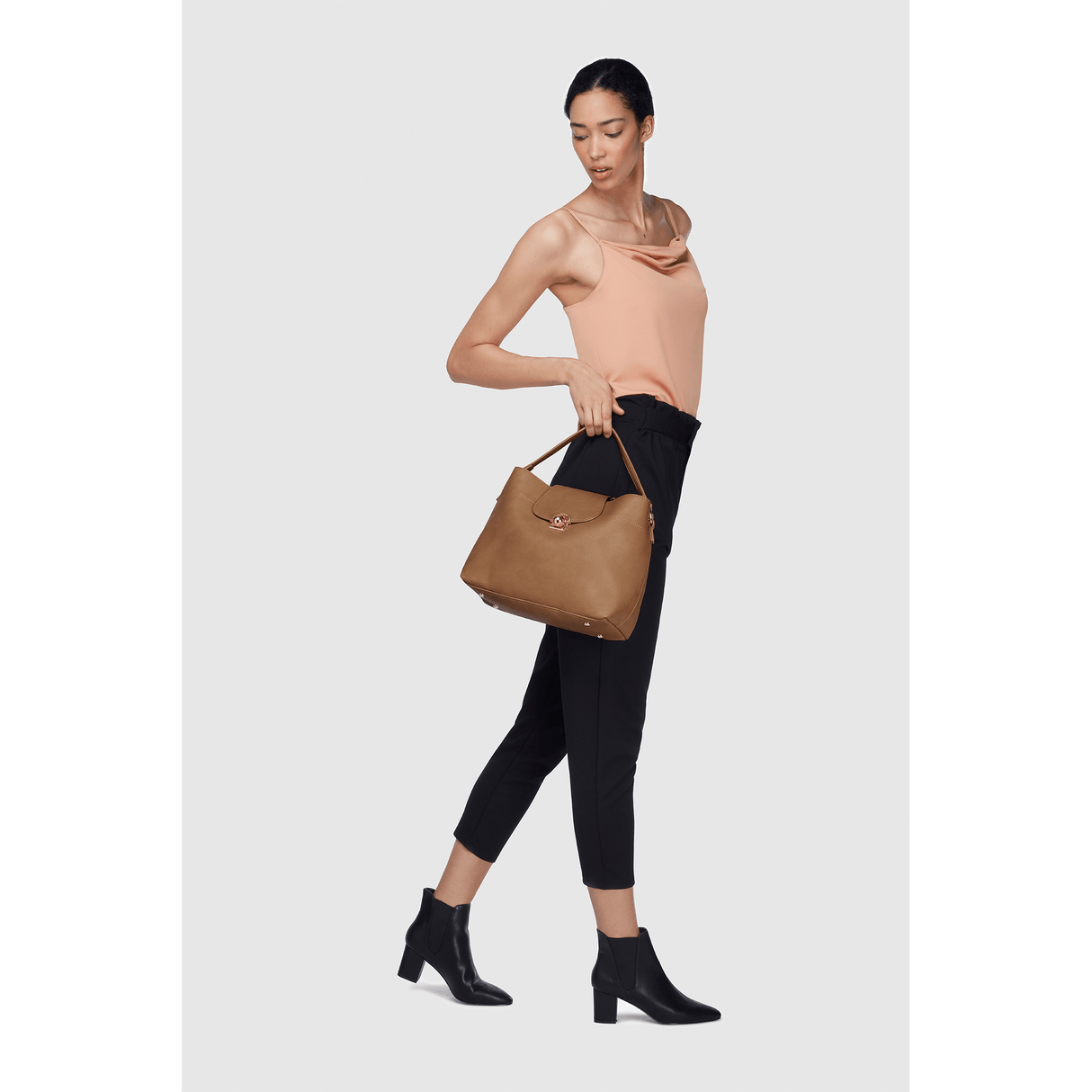 Grey Taupe Hobo Bag | Vegan Leather-1