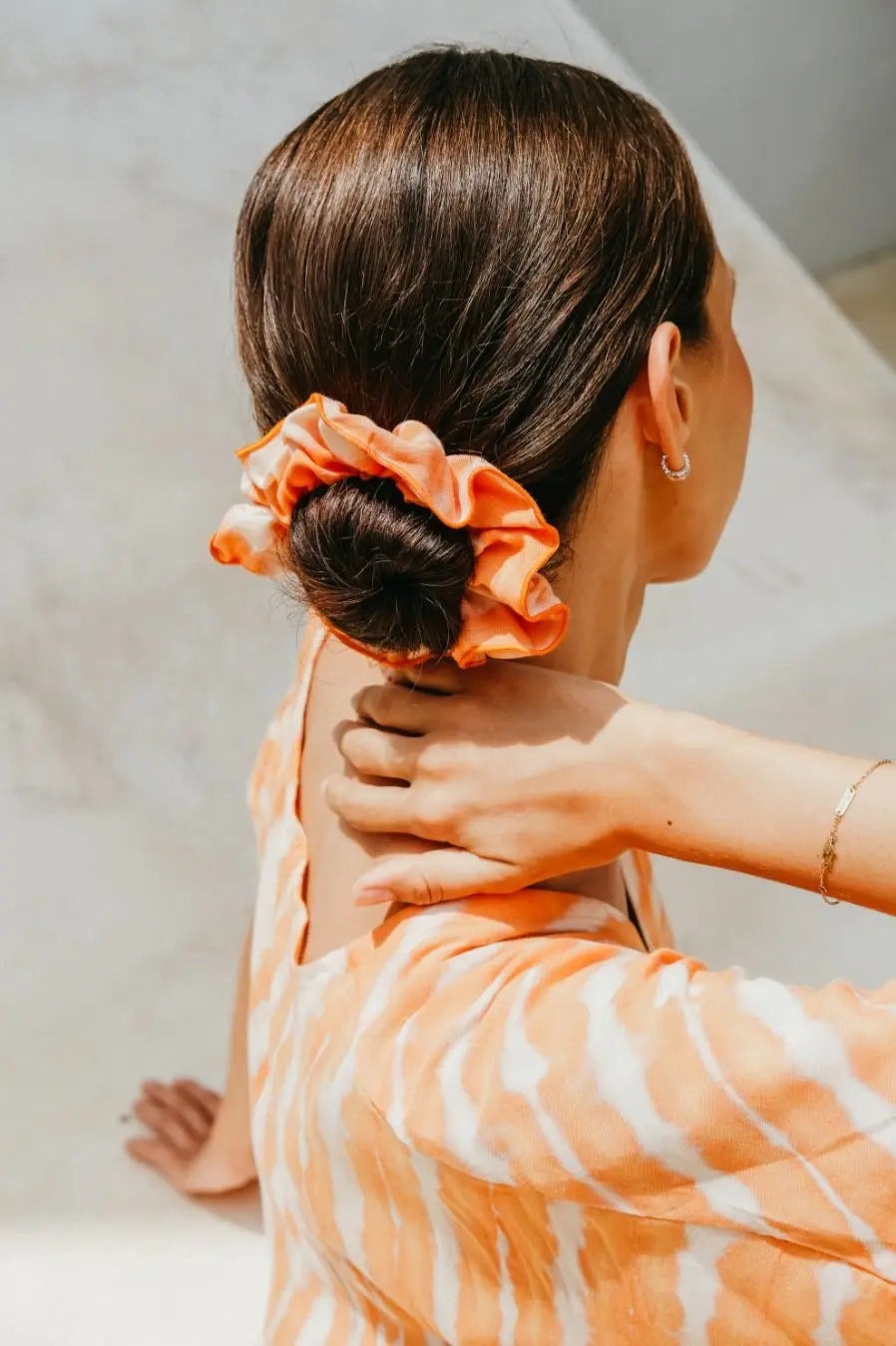 Scrunchie Coral Natural Tye-Die | Handmade in Bali Pink Haley