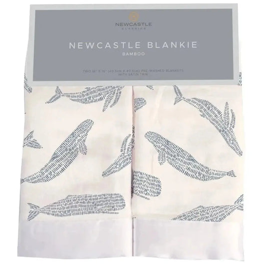 Security Blanket 2PK | Bamboo Fabric - Blue Whales Newcastle Classics