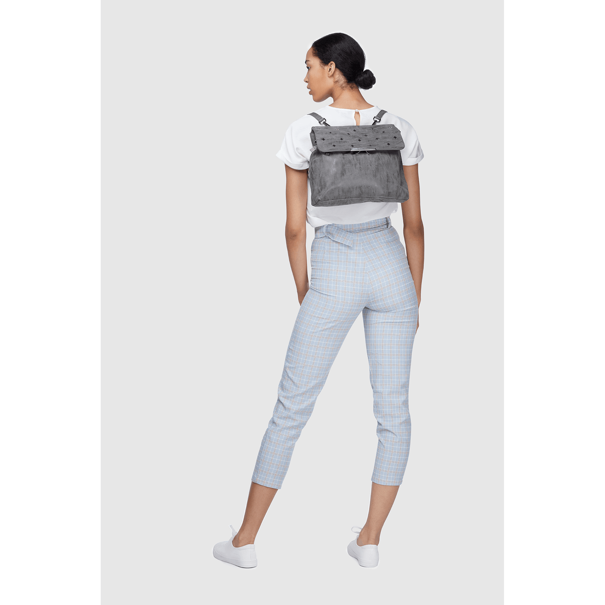 Grey Backpack Bag | Vegan Leather-1
