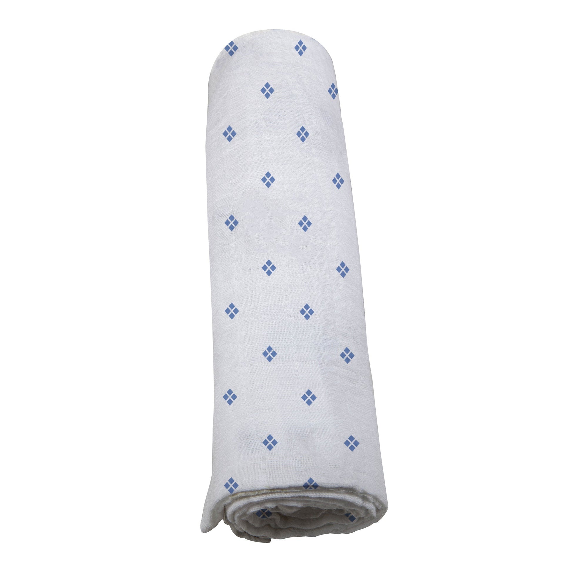 Baby Swaddle | Bamboo Muslin - Periwinkle Diamond Polka Dot -4