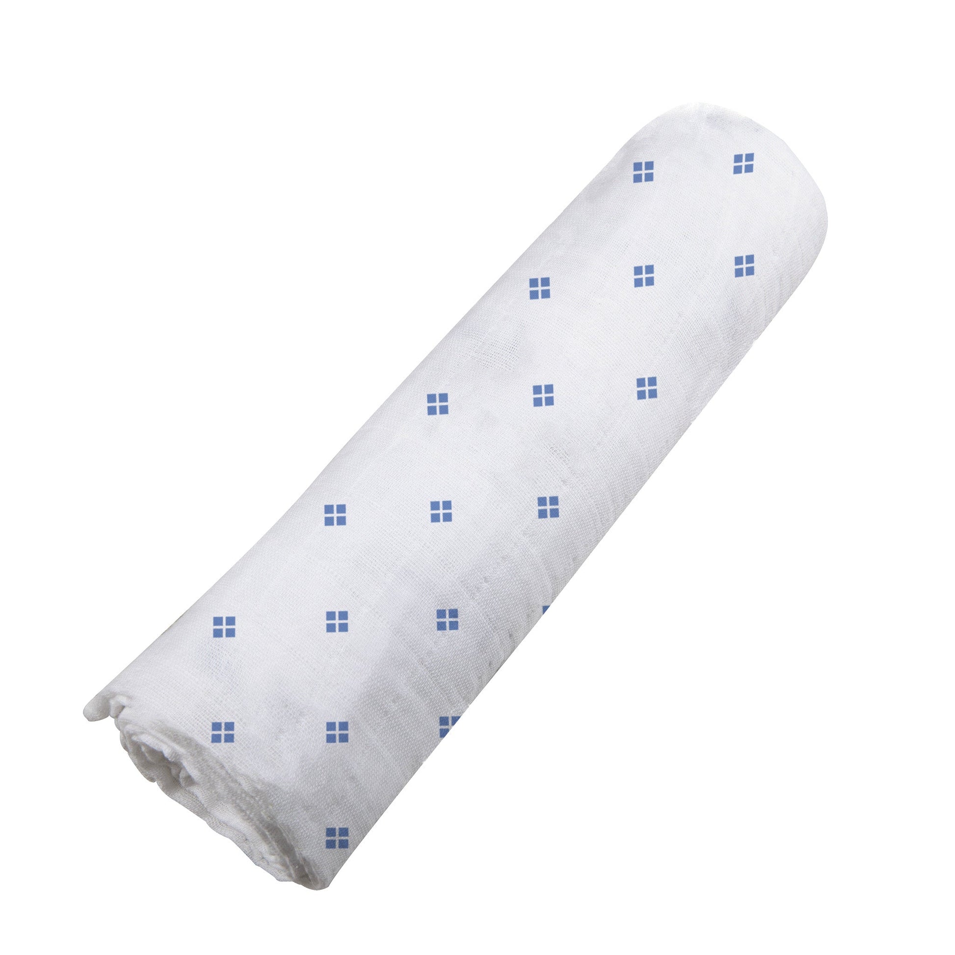 Baby Swaddle | Bamboo Muslin - Periwinkle Diamond Polka Dot -3