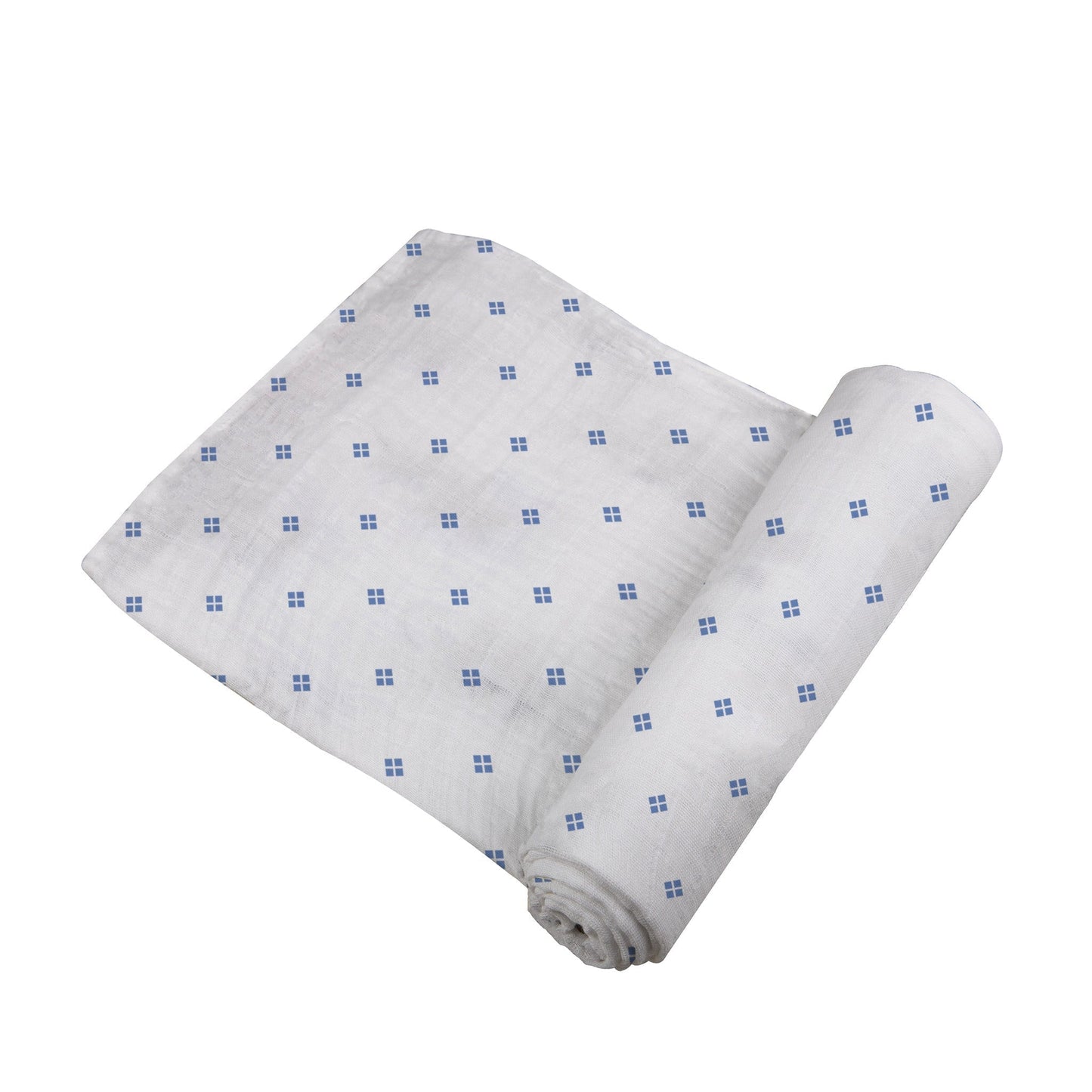 Baby Swaddle | Bamboo Muslin - Periwinkle Diamond Polka Dot -2