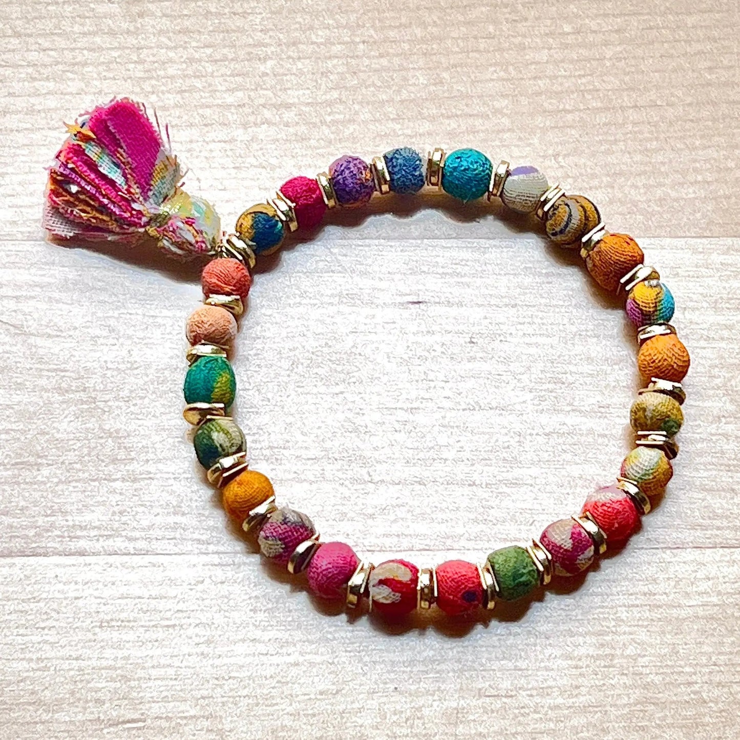 Stackable Bracelet | Artisan Kantha Jewelry 'Sequined Tassel' Sumiye Co