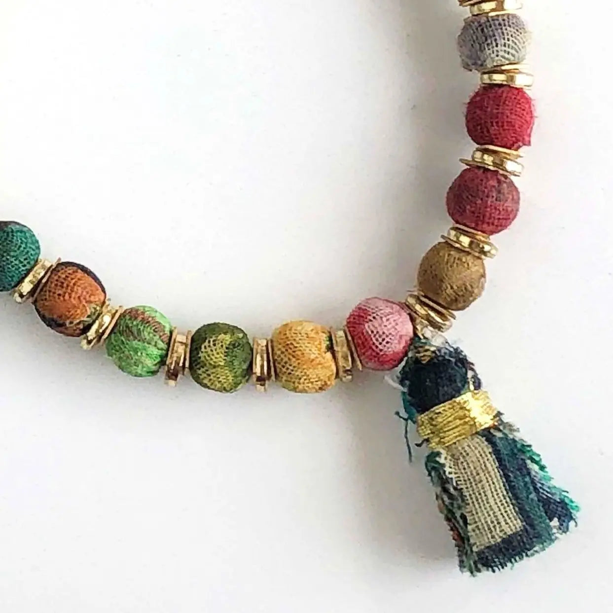 Stackable Bracelet | Artisan Kantha Jewelry 'Sequined Tassel' Sumiye Co
