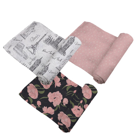 Swaddle 3PK | Bamboo Muslin - London, Paris, New York Newcastle Classics