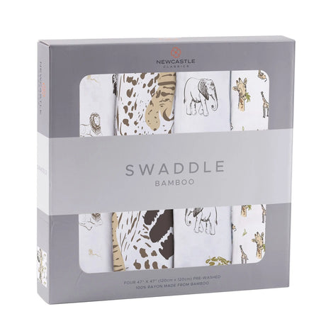 Swaddle 4PK | Bamboo Muslin  - On The Savannah Newcastle Classics