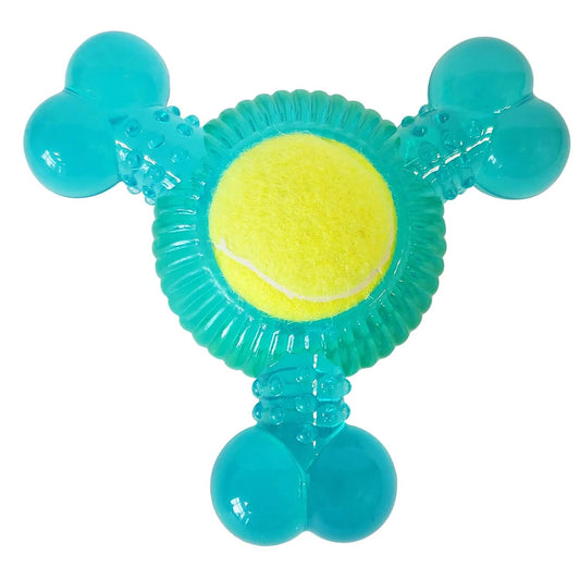 Eco-Friendly TPR 3-Bone Tennis Ball Squeak Chew Dog Toy-0