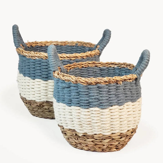 Ula Stripe Basket - Blue KORISSA