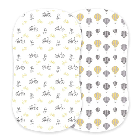 Vintage Bicycles and Hot Air Balloon Bamboo Changing Pad Cover/Bassinet Sheet Newcastle Classics