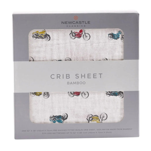 Vintage Motorcycles Bamboo Muslin Crib Sheet Newcastle Classics