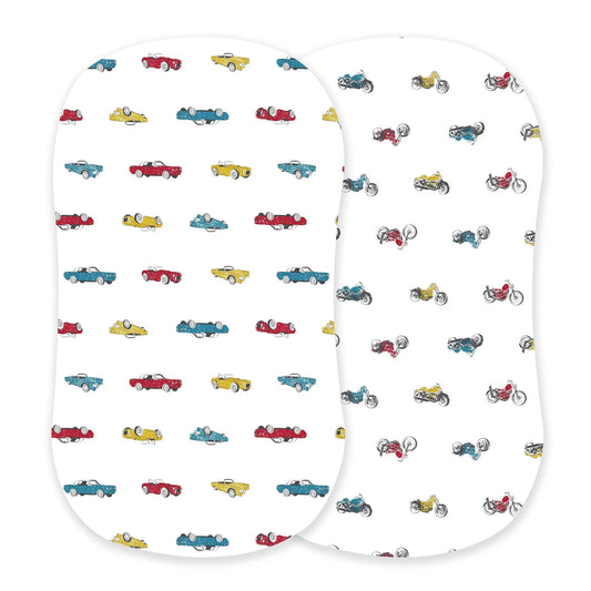 Vintage Muscle Cars and Vintage Motorcycles Bamboo Changing Pad Cover/Bassinet Sheets Newcastle Classics