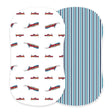 Vintage Steam Trains and Blue and White Stripe Bamboo Changing Pad Cover/Bassinet Sheets Newcastle Classics