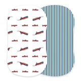 Vintage Steam Trains and Blue and White Stripe Bamboo Changing Pad Cover/Bassinet Sheets Newcastle Classics