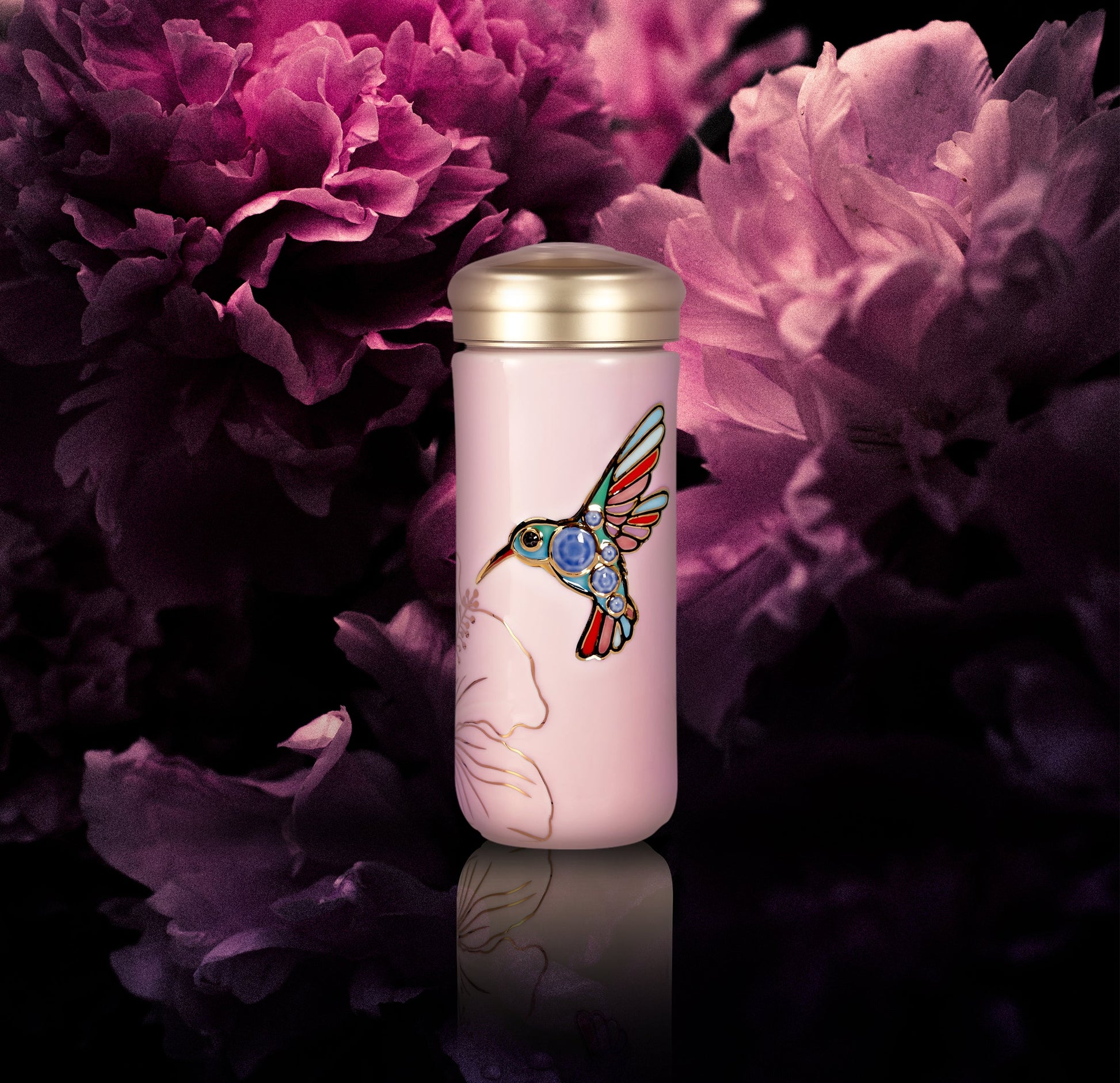 Ceramic Travel Mug | Hummingbird - Hand Painted (12 oz) -9