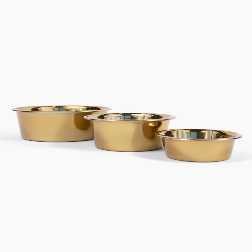 Durable Gold Stainless Steel Heavy Dog Bowl-1