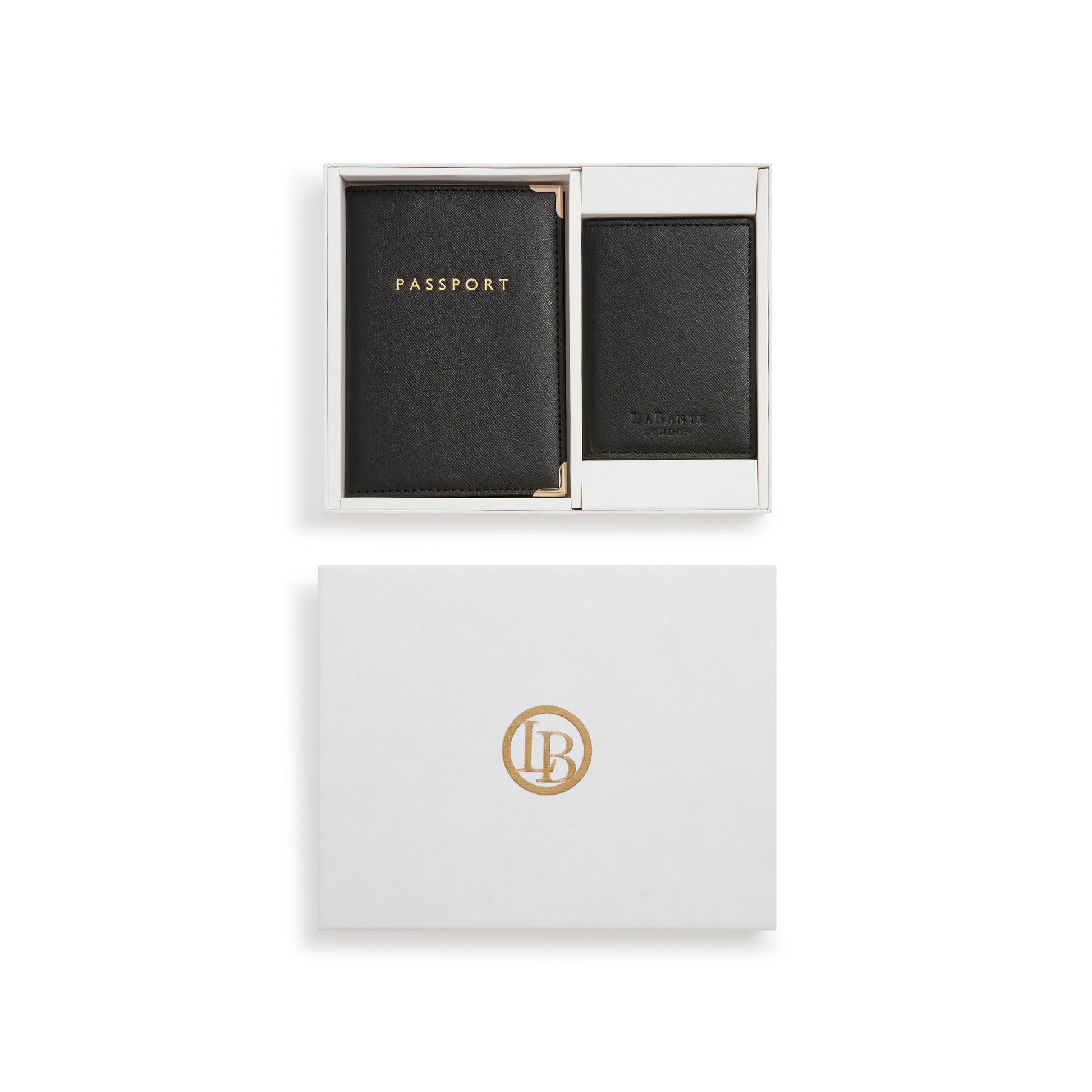 Nutcombe Black Passport Holder & bi-fold CC holder Gift Box-0
