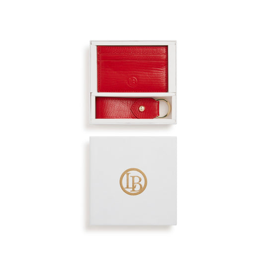 Red CC holder & Key Chain Gift Box | Vegan Leather-0