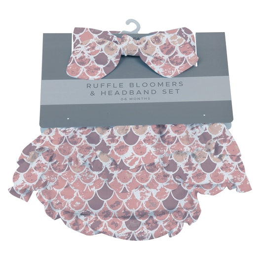 Baby Ruffle Bloomers & Headband Set | Pink Scales-0